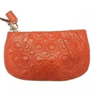 Coach embossed patent leather wristlet clutch bag